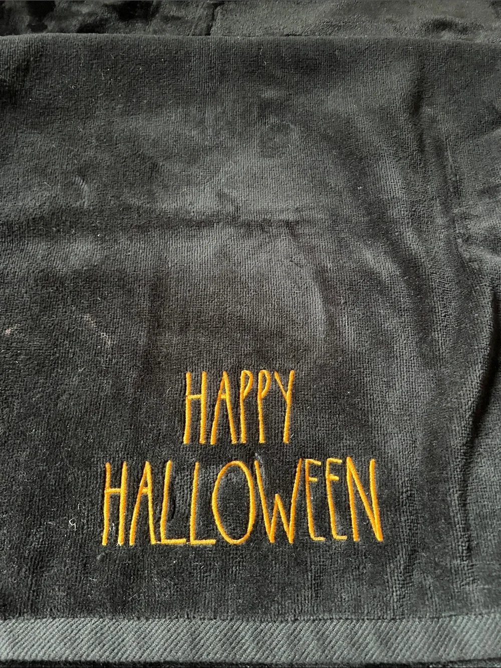 Rae Dunn Black Halloween Hand Towels with Gold 
